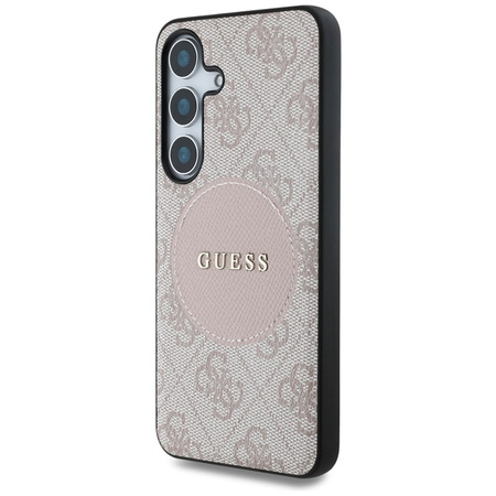 Guess 4G Round Patch Classic Logo MagSafe - Etui do Samsung Galaxy S25 (różowy) (GUHMS25SP4PGRSGP)