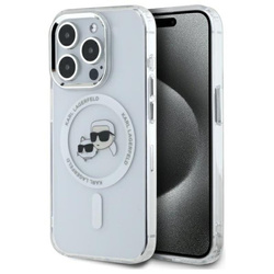 Karl Lagerfeld IML Metal Karl & Choupette Head MagSafe - Etui iPhone 15 Pro Max (biały) (KLHMP15XHLSKCH)