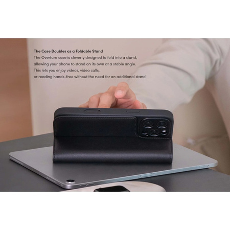 Moshi Overture MagSafe - Skórzane etui 3w1 z klapką iPhone 16 Pro Max (Charcoal Black) (99MO241212)