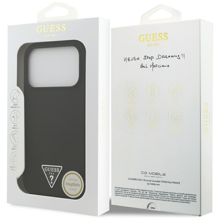 Guess Silicone Triangle Logo MagSafe - Etui iPhone 17 Pro (czarny) (GUHMP17LSCTRLMK)
