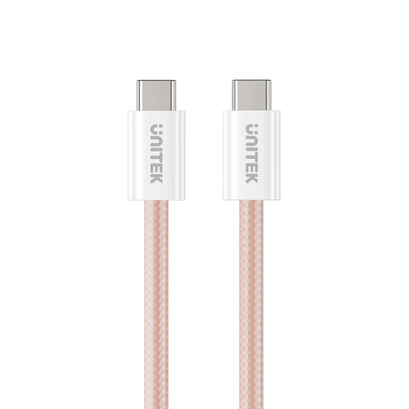 Unitek Kabel w oplocie zwijany magnetycznie USB C PD 100W różowy 1m (C14141APK01-1M)