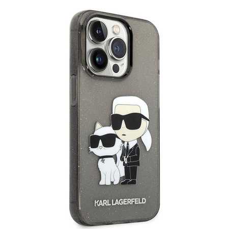 Karl Lagerfeld IML Glitter NFT Karl & Choupette - Etui iPhone 14 Pro Max (czarny) (KLHCP14XHNKCTGK)