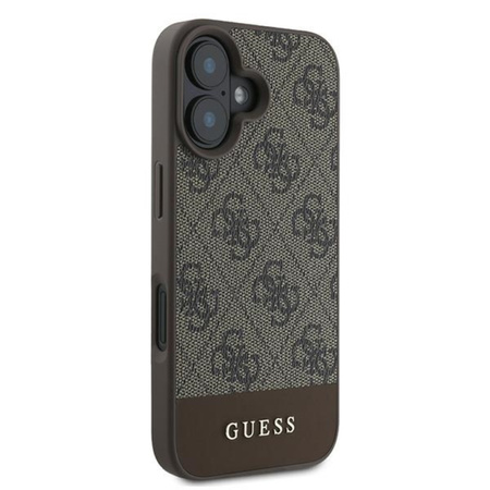 Guess 4G Bottom Stripe - Etui iPhone 16 Plus (brązowy) (GUHCP16MG4GLBR)