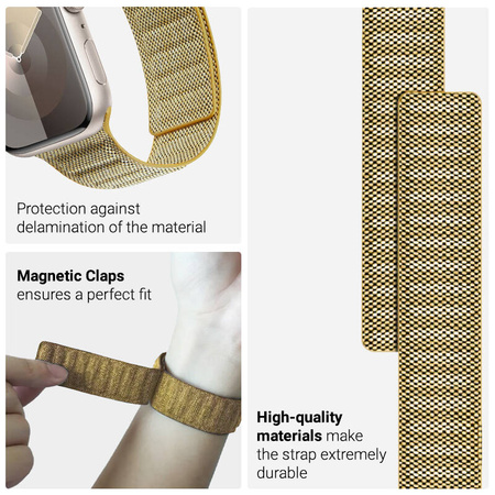 Crong Melange - Pasek magnetyczny do Apple Watch 38/40/41/42 mm (żółty melanż) (CRG-40MEL-YEL)