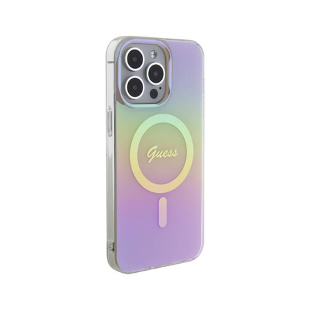 Guess IML Iridescent MagSafe - Etui iPhone 15 Pro (różowy) (GUHMP15LHITSP)