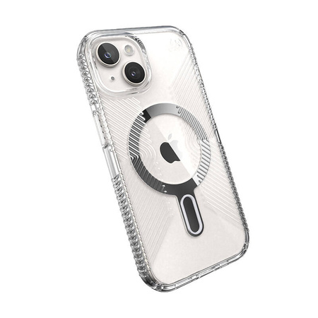 Speck Presidio Perfect-Clear Grip ClickLock & MagSafe - Etui iPhone 16e / iPhone 15 / iPhone 14 / iPhone 13 (Clear / Chrome Finish / Serene Silver) (150443-3199)