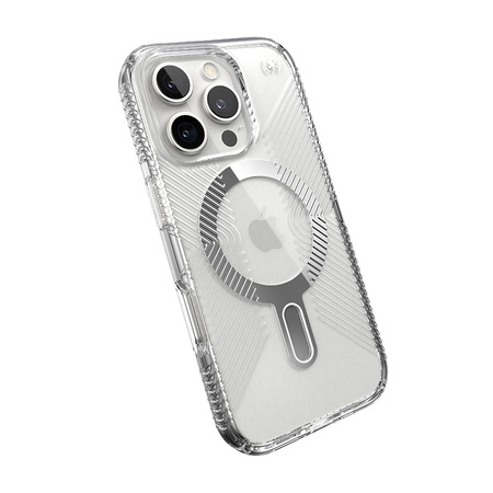 Speck Presidio Perfect-Clear Grip ClickLock & MagSafe - Etui iPhone 16 Pro (Clear / Chrome Finish / Serene Silver) (150704-3199)