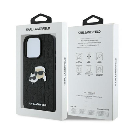 Karl Lagerfeld Monogram Karl & Choupette Head Pin - Etui iPhone 16 Pro (czarny) (KLHCP16LPGKLKCPK)