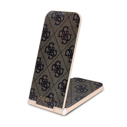 Guess 4G Pattern MagSafe - Składana ładowarka indukcyjna 2w1 z MagSafe do iPhone i AirPods 15W (brązowy) (GUDCFAL4PEGW)
