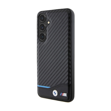 BMW Leather Carbon Blue Line - Etui Samsung Galaxy S24+ (czarny) (BMHCS24M22NBCK)