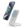 Crong MagSpot Stand - Ładowarka bezprzewodowa 2w1 z MagSafe do iPhone i AirPods (biały) (CRG-MSS-WHT)
