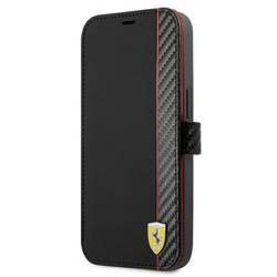 Ferrari Booktype On Track Carbon Stripe - Etui iPhone 13 mini (czarny) (FESAXFLBKP13SBK)