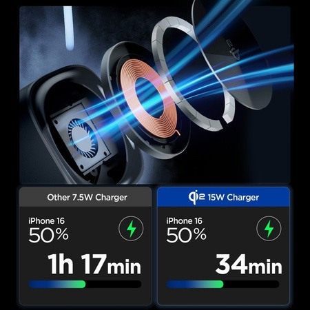 Spigen Essential EF223MS Qi2 Rotary Magnetic - Ładowarka indukcyjna MagSafe 3w1 do iPhone, AirPods i Apple Watch 15W (Black) (ACH09542)