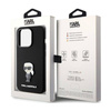 Karl Lagerfeld Silicone Ikonik Metal Pin - Etui iPhone 15 Pro (czarny) (KLHCP15LSMHKNPK)