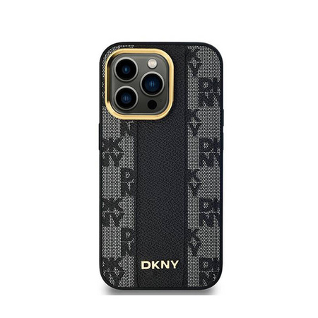 DKNY Leather Checkered Mono Pattern MagSafe - Etui iPhone 14 Pro Max (czarny) (DKHMP14XPCPVSLK)