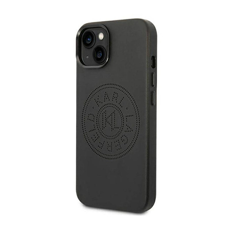 Karl Lagerfeld Leather Perforated Logo Case - Etui iPhone 14 Plus (czarny) (KLHCP14MFWHK)