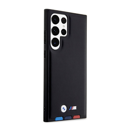 BMW Leather Hot Stamp Tricolor - Etui Samsung Galaxy S23 Ultra (czarny) (BMHCS23L22PTDK)