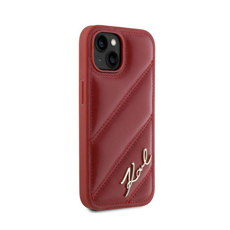 Karl Lagerfeld Diagonal Quilted Script - Etui iPhone 15 / 14 / 13 (czerwony) (KLHCP15SPQDSMGR)