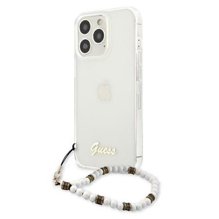 Guess White Pearl Strap - Etui iPhone 13 Pro (przezroczysty) (GUHCP13LKPSWH)
