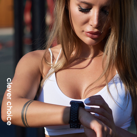 Crong Duo Sport - Pasek do Apple Watch 44/45/46/49 mm (biały/czarny) (CRG44DSBWHI)