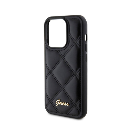 Guess Quilted Metal Logo - Etui iPhone 15 Pro (czarny) (GUHCP15LPSQSQSK)