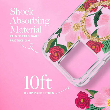 Rifle Paper Clear MagSafe - Etui iPhone 14 / iPhone 13 zdobione złotem (Rose Garden) (RP049188)