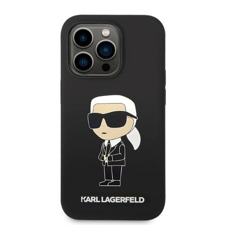 Karl Lagerfeld Silicone NFT Ikonik MagSafe - Etui iPhone 14 Pro (czarny) (KLHMP14LSNIKBCK)
