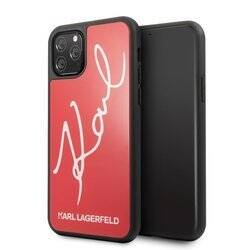 Karl Lagerfeld Double Layers Tempered Glass Glitter Signature Case - Etui iPhone 11 Pro (czerwony) (KLHCN58DLKSRE)