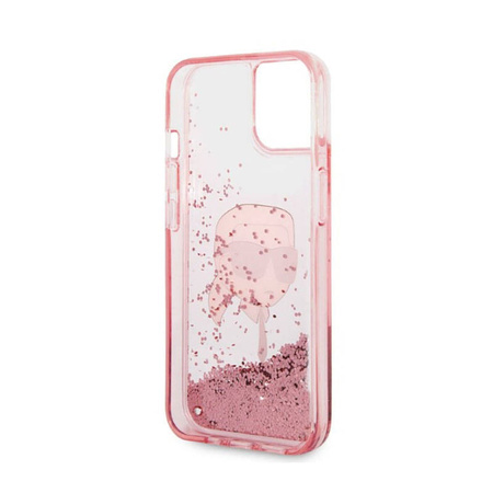 Karl Lagerfeld Liquid Glitter NFT Karl's Head - Etui iPhone 14 Plus (różowy) (KLHCP14MLNKHCP)