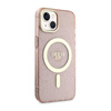 Guess Glitter Gold MagSafe - Etui iPhone 14 Plus (Różowy) (GUHMP14MHCMCGP)