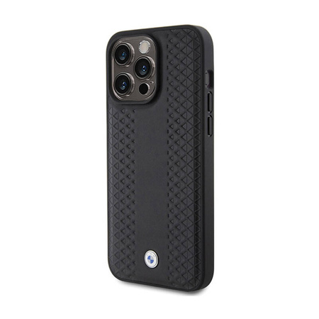 BMW Leather Diamond Pattern - Etui iPhone 15 Pro (czarny) (BMHCP15L22RFGK)