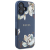 Guess Grained Printed Flower Pattern MagSafe - Etui do iPhone 16 (niebieski) (GUHMP16SPGNMPLMB)