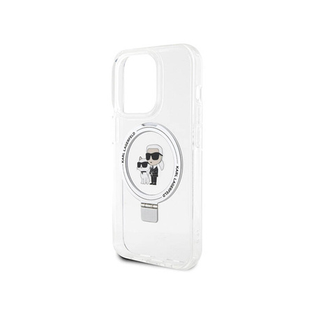 Karl Lagerfeld Ring Stand Karl & Choupette MagSafe - Etui iPhone 14 Pro (biały) (KLHMP14LHMRSKCH)