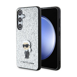 Karl Lagerfeld Fixed Glitter Ikonik Logo Metal Pin - Etui Samsung Galaxy S24 (srebrny) (KLHCS24SGCNPSG)