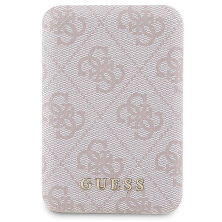 Guess Bundle Pack MagSafe 4G Metal Gold Logo - Zestaw etui + Power Bank 5000mAh MagSafe iPhone 15 (różowy) (GUBPM5P15S4GEMGP)