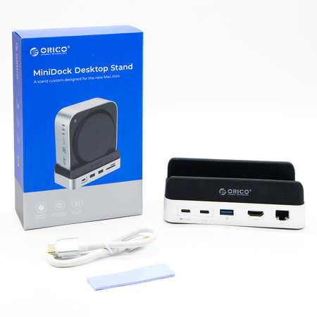 Orico Stacja dokująca do MacMini M4, USB-C 10 Gbps, z obudową M.2 NVMe, pionowa, metalowa (VS10-SV-EP)