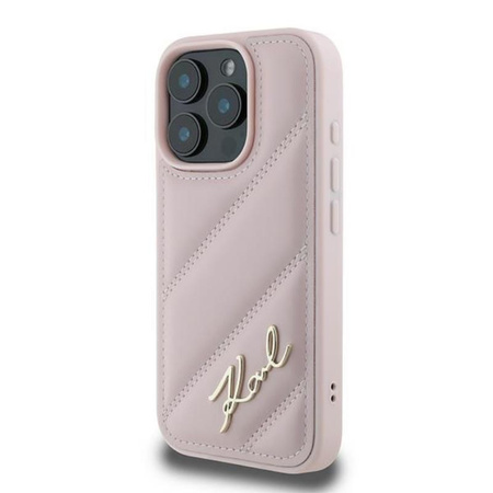 Karl Lagerfeld Quilted Signature - Etui iPhone 16 Pro Max (różowy) (KLHCP16XPQDSMGP)