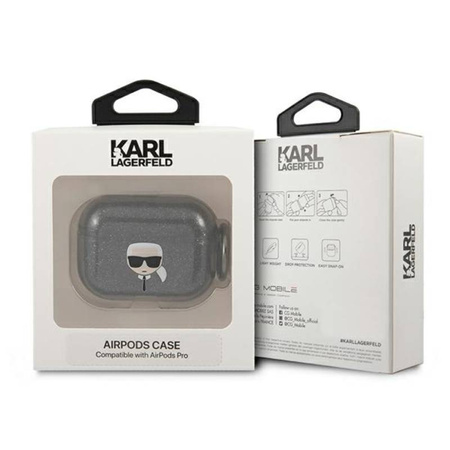 Karl Lagerfeld Karl Head Glitter - Etui Airpods Pro (czarny) (KLAPUKHGK)