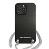Karl Lagerfeld Leather Textured and Chain - Etui iPhone 13 Pro Max (czarny) (KLHCP13XPMK)