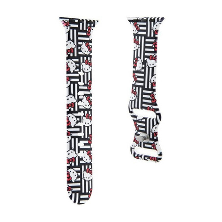 Hello Kitty Silicone Heads & Stripes - Pasek do Apple Watch 38/40/41 mm (czarny) (HKAWMSDIESK)