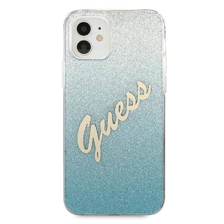 Guess Glitter Gradient Script - Etui iPhone 12 mini (niebieski) (GUHCP12SPCUGLSBL)