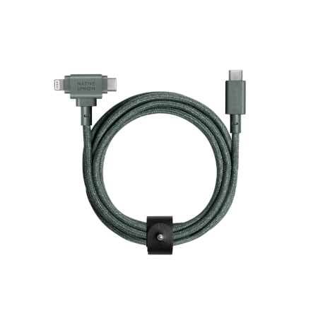Native Union Belt Cable Duo - kabel USB-C - USB-C / lightning, 1,5 m (slate green) (BELT-CCL-GRN-NP)