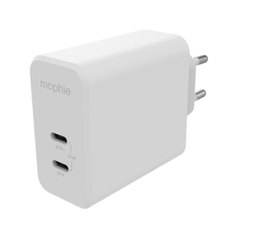 Mophie GaN Charger Dual - ładowarka sieciowa z podwójnym wejściem USB-C 67W - biała (409909304)