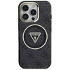 Guess IML Metal Glitter 4G Circle Triangle MagSafe - Etui do iPhone 16 Pro (czarny) (GUHMP16LHG4PRTGK)