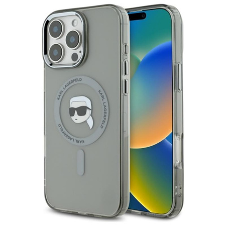 Karl Lagerfeld IML Metal Karl Head MagSafe - Etui iPhone 16 Pro Max (czarny) (KLHMP16XHLSKIK)