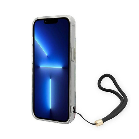 Guess Flower Cord - Etui ze smyczką iPhone 14 Plus (niebieski) (GUOHCP14MHFLSB)