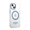 Guess Metal Outline Magsafe - Etui iPhone 14 Plus (przezroczysty / niebieski) (GUHMP14MHTRMB)