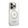 Guess Metal Outline Magsafe - Etui iPhone 14 Pro (przezroczysty / złoty) (GUHMP14LHTRMD)