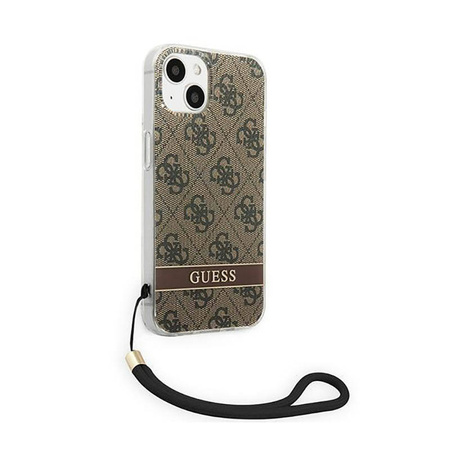 Guess 4G Print Cord - Etui ze smyczką iPhone 14 Plus (brązowy) (GUOHCP14MH4STW)