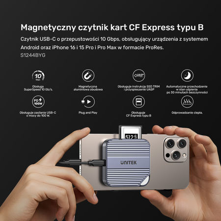 Unitek Magnetyczny czytnik kart CF Express Type B (S1244BGY01)